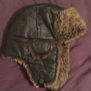 Genuine Leather Rabbit Fur Aviator Hat